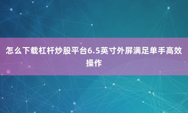 怎么下载杠杆炒股平台6.5英寸外屏满足单手高效操作