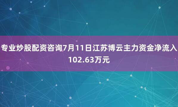 专业炒股配资咨询7月11日江苏博云主力资金净流入102.63万元
