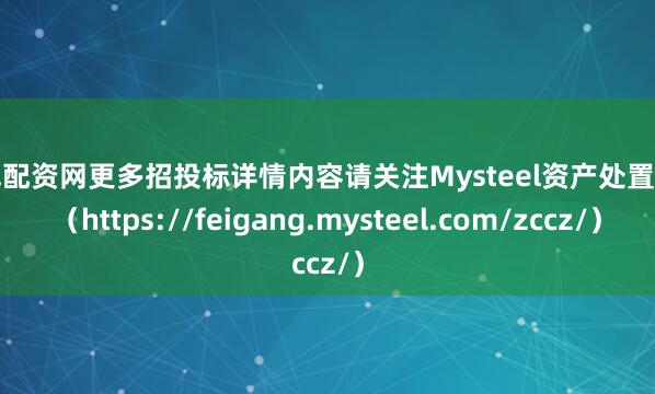 在线配资网更多招投标详情内容请关注Mysteel资产处置网页（https://feigang.mysteel.com/zccz/）